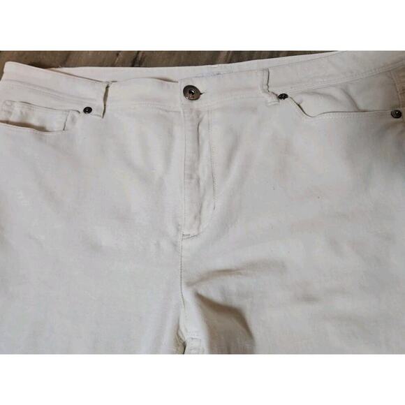 J Jill Pants Womens Size 14 Off White Cream Velvet Slim Leg Stretch Pants - Picture 3 of 7